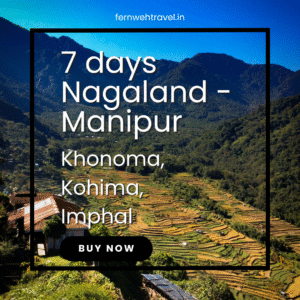 Hill view of Nagaland-Manipur border with layered green ridges under clear sky