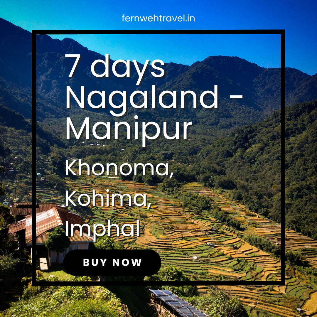 Hill view of Nagaland-Manipur border with layered green ridges under clear sky