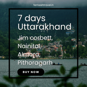 Aerial view of Nainital lake with surrounding hills and cityscape in Uttarakhand
