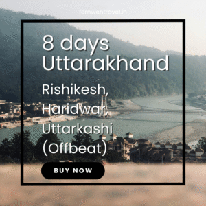 Aerial view of Rishikesh river with ghats and Himalayan backdrop in Uttarakhand