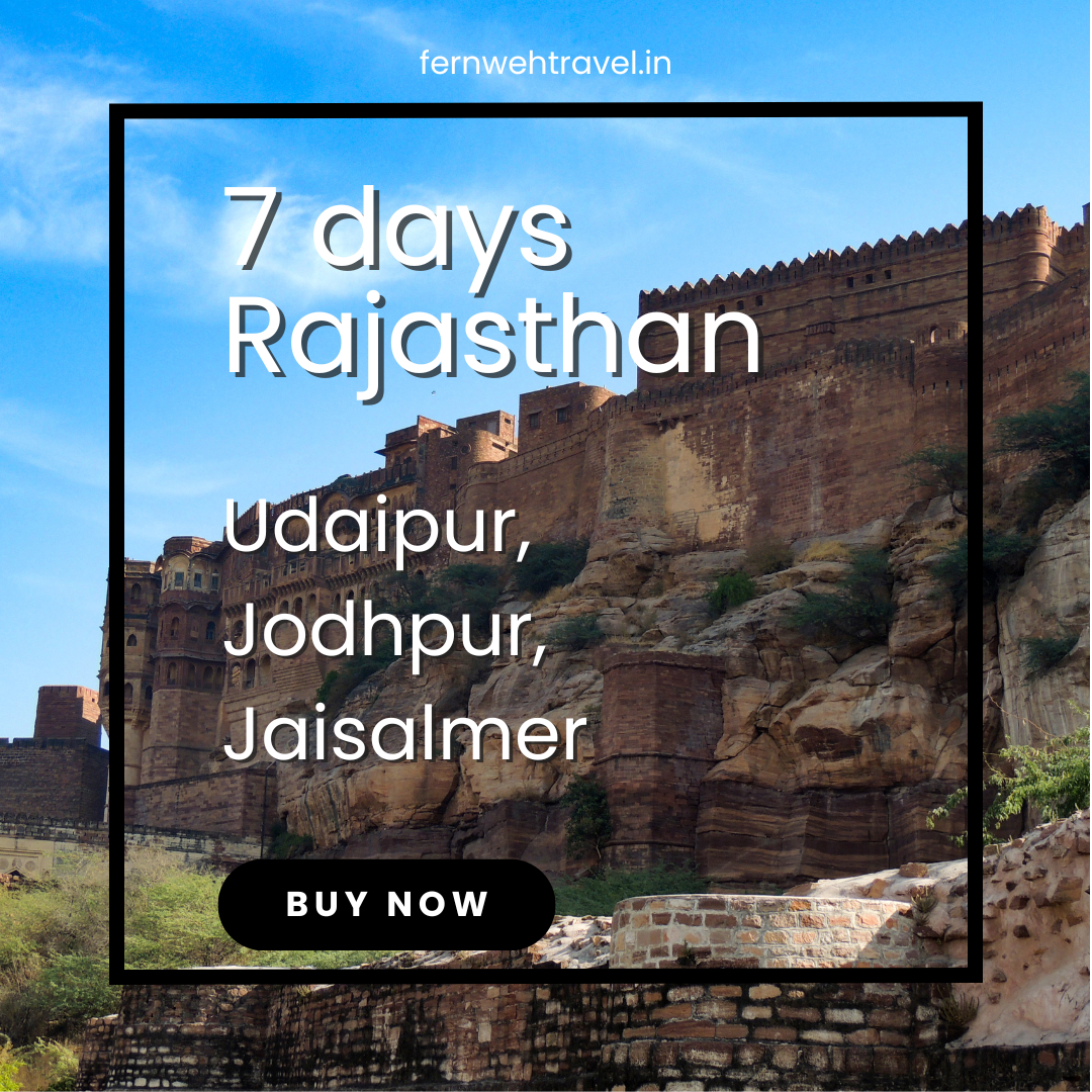 Embark on a 7-day royal trail through Rajasthan—from the lakes of Udaipur to the blue city charm of Jodhpur and the golden sands of Jaisalmer. Palaces, forts, camel rides, shopping, and sunsets in the desert—this trip has it all.